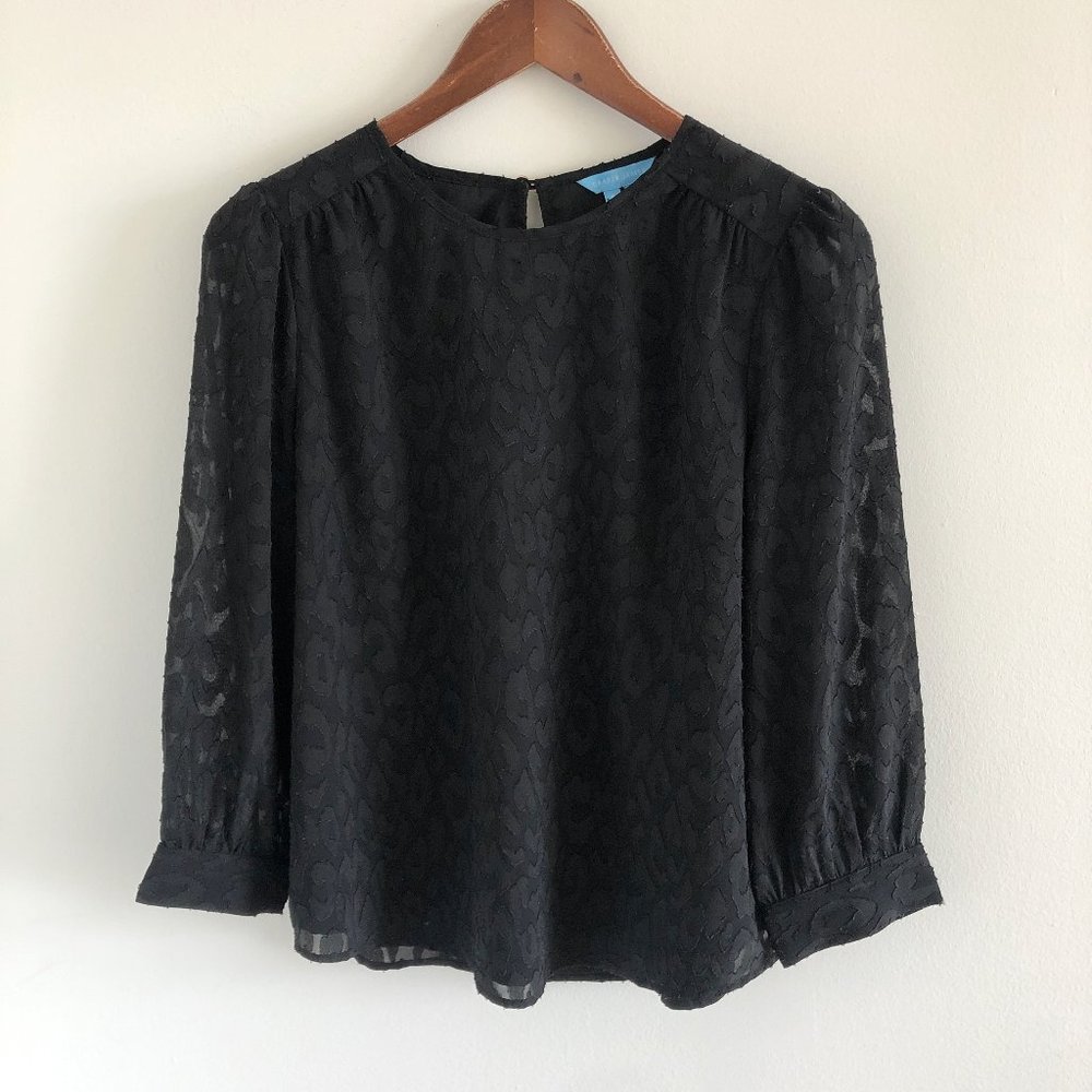 Draper James Black Blouse Shirt Top 8 Flowy